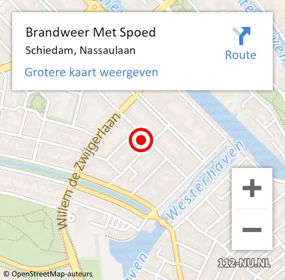 Locatie op kaart van de 112 melding: Brandweer Met Spoed Naar Schiedam, Nassaulaan op 10 september 2023 16:32