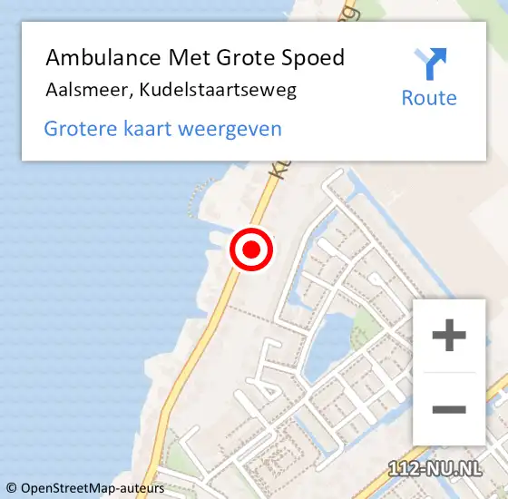 Locatie op kaart van de 112 melding: Ambulance Met Grote Spoed Naar Aalsmeer, Kudelstaartseweg op 10 september 2023 17:02
