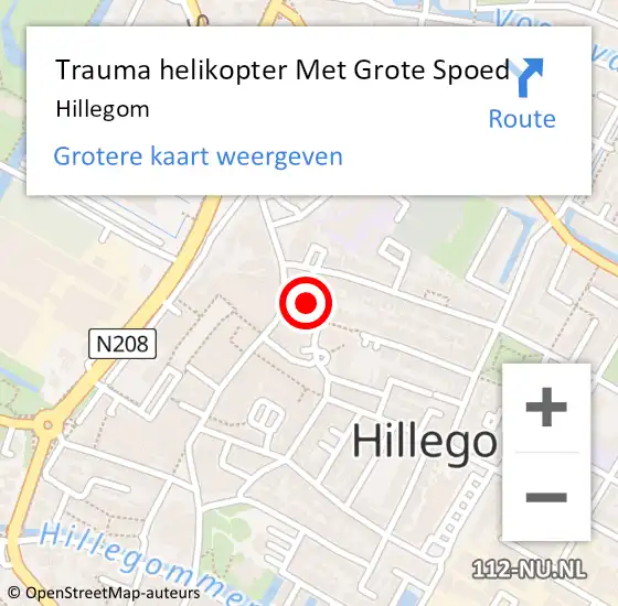 Locatie op kaart van de 112 melding: Trauma helikopter Met Grote Spoed Naar Hillegom op 10 september 2023 17:04
