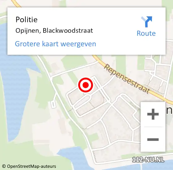 Locatie op kaart van de 112 melding: Politie Opijnen, Blackwoodstraat op 10 september 2023 18:06