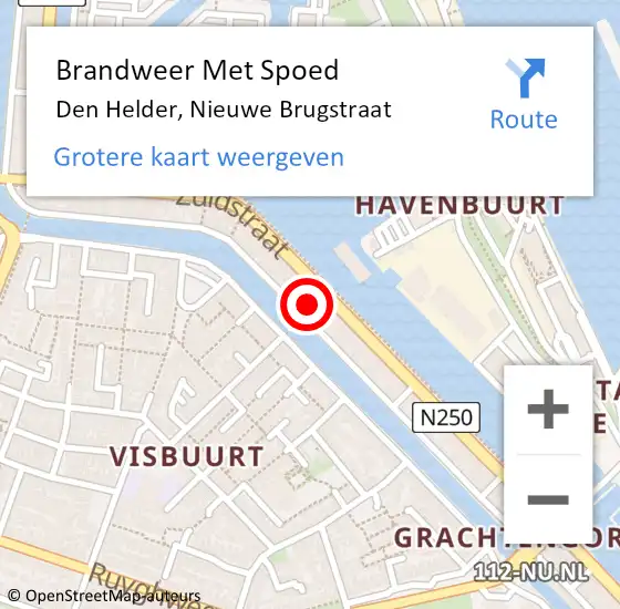 Locatie op kaart van de 112 melding: Brandweer Met Spoed Naar Den Helder, Nieuwe Brugstraat op 10 september 2023 19:34