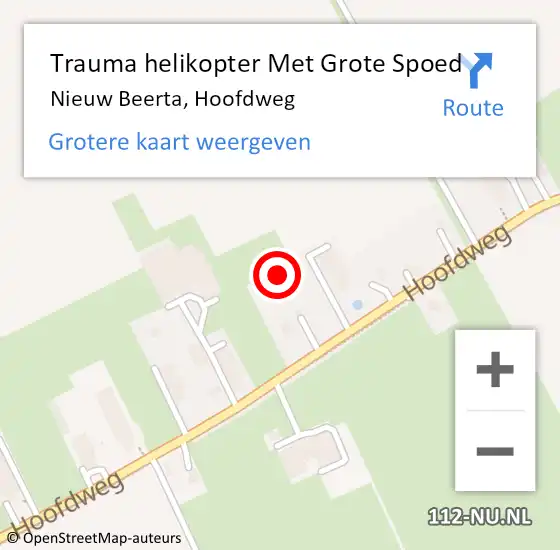Locatie op kaart van de 112 melding: Trauma helikopter Met Grote Spoed Naar Nieuw Beerta, Hoofdweg op 10 september 2023 20:26