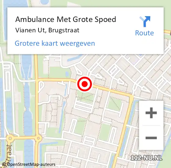 Locatie op kaart van de 112 melding: Ambulance Met Grote Spoed Naar Vianen Ut, Brugstraat op 7 september 2014 19:09