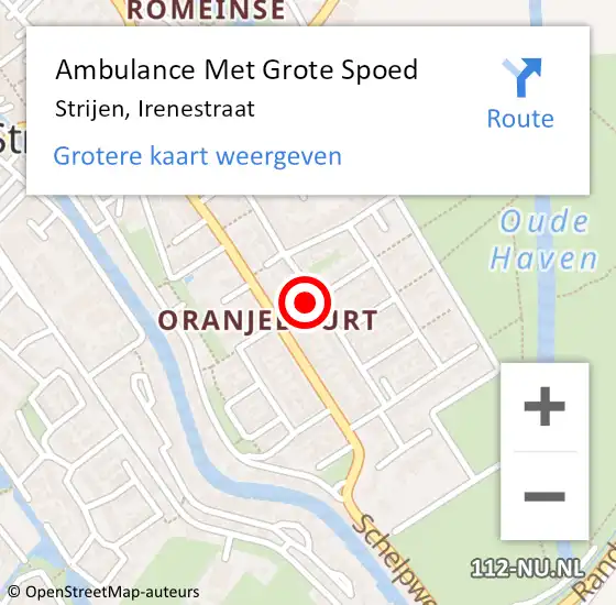 Locatie op kaart van de 112 melding: Ambulance Met Grote Spoed Naar Strijen, Irenestraat op 10 september 2023 22:50