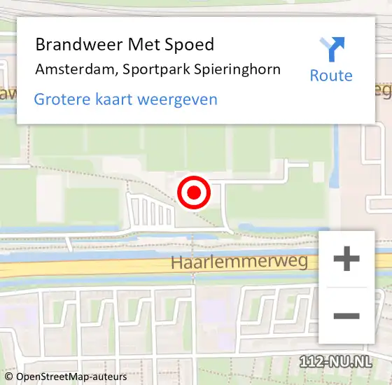 Locatie op kaart van de 112 melding: Brandweer Met Spoed Naar Amsterdam, Sportpark Spieringhorn op 11 september 2023 00:47