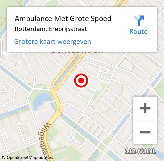 Locatie op kaart van de 112 melding: Ambulance Met Grote Spoed Naar Rotterdam, Ereprijsstraat op 11 september 2023 01:40