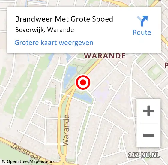 Locatie op kaart van de 112 melding: Brandweer Met Grote Spoed Naar Beverwijk, Warande op 11 september 2023 03:03