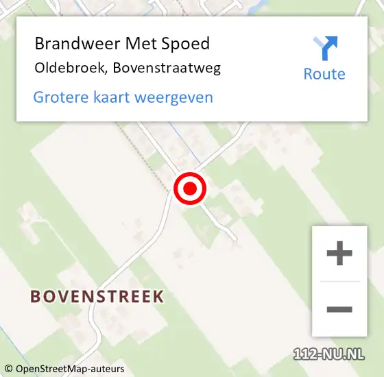 Locatie op kaart van de 112 melding: Brandweer Met Spoed Naar Oldebroek, Bovenstraatweg op 11 september 2023 05:22