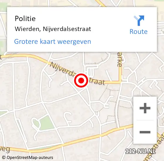 Locatie op kaart van de 112 melding: Politie Wierden, Nijverdalsestraat op 11 september 2023 07:56