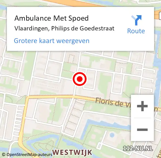 Locatie op kaart van de 112 melding: Ambulance Met Spoed Naar Vlaardingen, Philips de Goedestraat op 11 september 2023 08:45