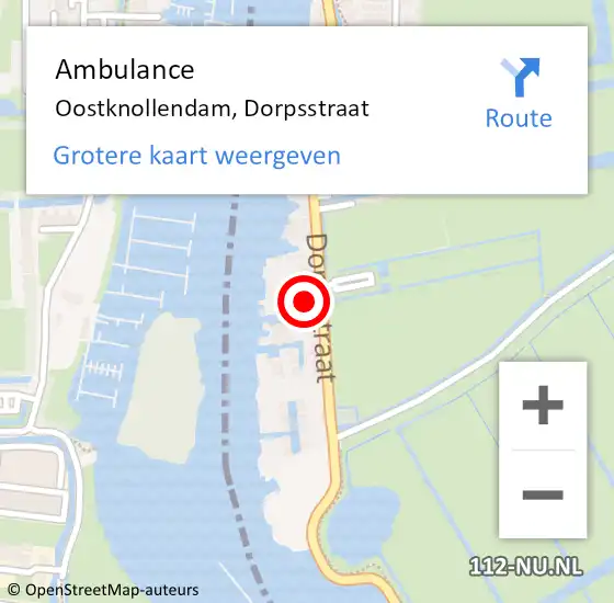 Locatie op kaart van de 112 melding: Ambulance Oostknollendam, Dorpsstraat op 11 september 2023 10:03