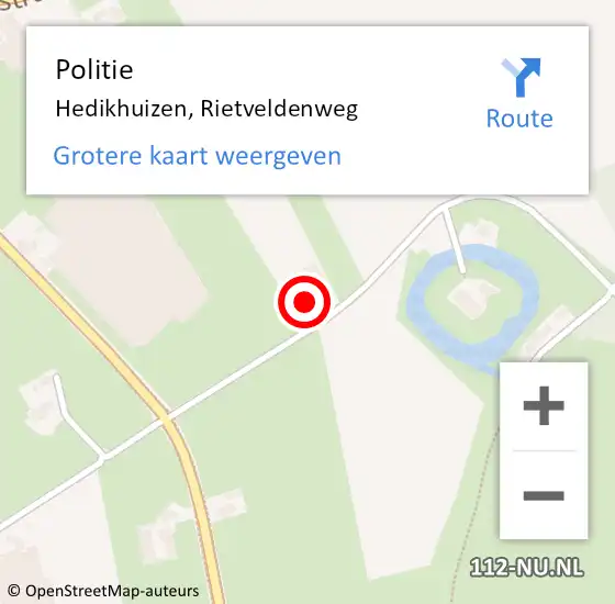 Locatie op kaart van de 112 melding: Politie Hedikhuizen, Rietveldenweg op 11 september 2023 10:14