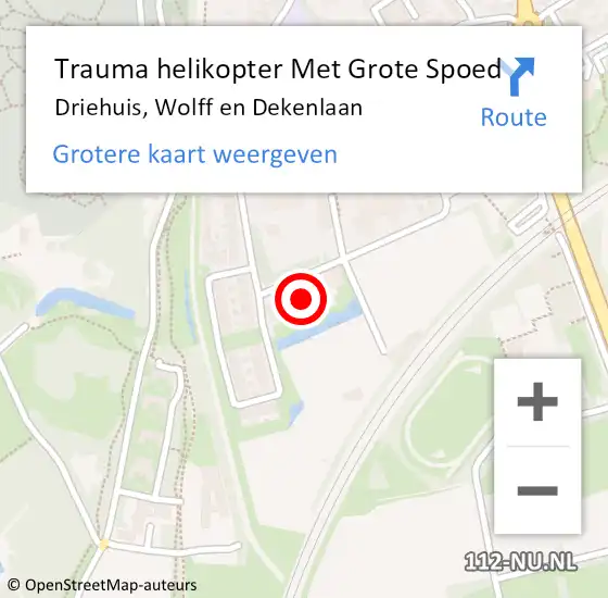 Locatie op kaart van de 112 melding: Trauma helikopter Met Grote Spoed Naar Driehuis, Wolff en Dekenlaan op 11 september 2023 10:51