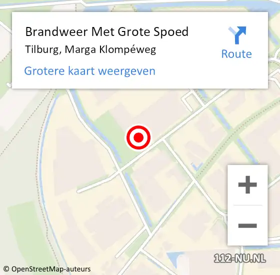 Locatie op kaart van de 112 melding: Brandweer Met Grote Spoed Naar Tilburg, Marga Klompéweg op 11 september 2023 11:11