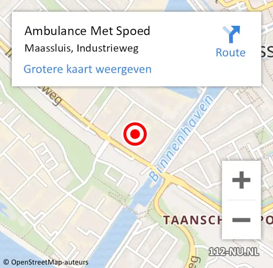 Locatie op kaart van de 112 melding: Ambulance Met Spoed Naar Maassluis, Industrieweg op 11 september 2023 12:41