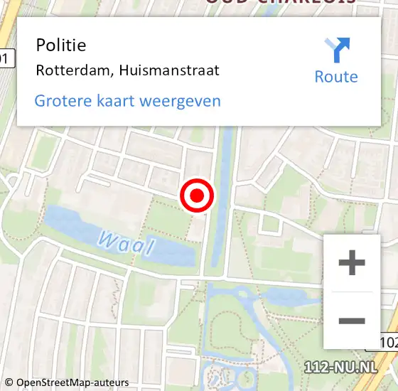 Locatie op kaart van de 112 melding: Politie Rotterdam, Huismanstraat op 11 september 2023 13:19