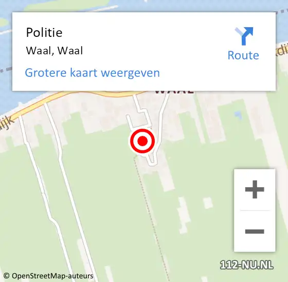 Locatie op kaart van de 112 melding: Politie Waal, Waal op 11 september 2023 14:58