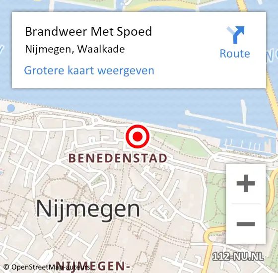 Locatie op kaart van de 112 melding: Brandweer Met Spoed Naar Nijmegen, Waalkade op 11 september 2023 15:31