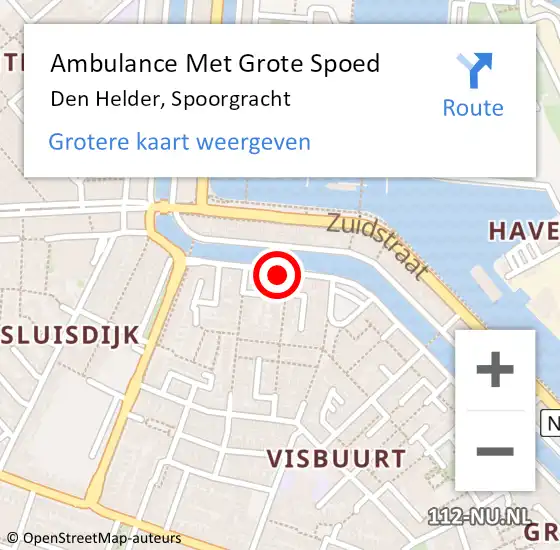 Locatie op kaart van de 112 melding: Ambulance Met Grote Spoed Naar Den Helder, Spoorgracht op 11 september 2023 15:56
