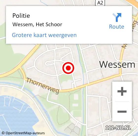 Locatie op kaart van de 112 melding: Politie Wessem, Het Schoor op 11 september 2023 15:58