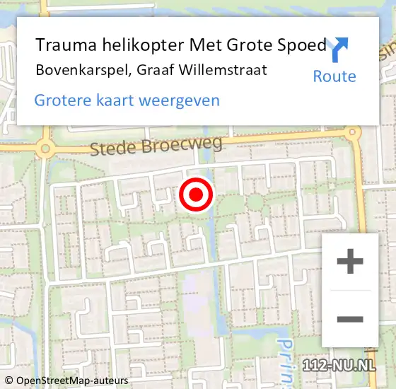 Locatie op kaart van de 112 melding: Trauma helikopter Met Grote Spoed Naar Bovenkarspel, Graaf Willemstraat op 11 september 2023 16:09
