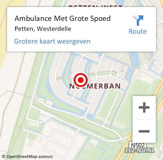 Locatie op kaart van de 112 melding: Ambulance Met Grote Spoed Naar Petten, Westerdelle op 11 september 2023 16:48