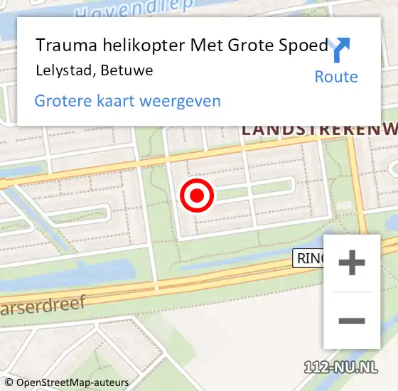 Locatie op kaart van de 112 melding: Trauma helikopter Met Grote Spoed Naar Lelystad, Betuwe op 11 september 2023 17:22