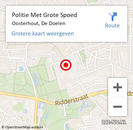 Locatie op kaart van de 112 melding: Politie Met Grote Spoed Naar Oosterhout, De Doelen op 11 september 2023 17:28