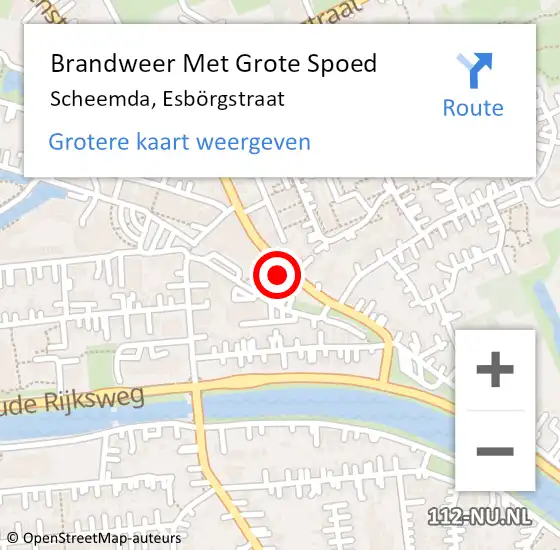 Locatie op kaart van de 112 melding: Brandweer Met Grote Spoed Naar Scheemda, Esbörgstraat op 11 september 2023 17:50