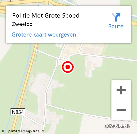 Locatie op kaart van de 112 melding: Politie Met Grote Spoed Naar Zweeloo op 11 september 2023 17:56