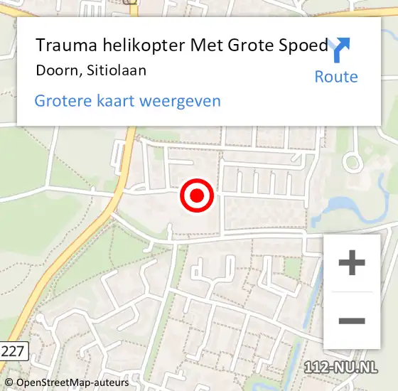 Locatie op kaart van de 112 melding: Trauma helikopter Met Grote Spoed Naar Doorn, Sitiolaan op 11 september 2023 18:02