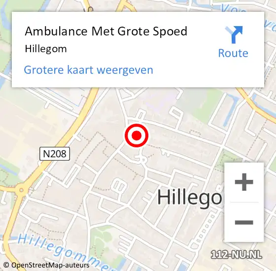 Locatie op kaart van de 112 melding: Ambulance Met Grote Spoed Naar Hillegom op 11 september 2023 18:34