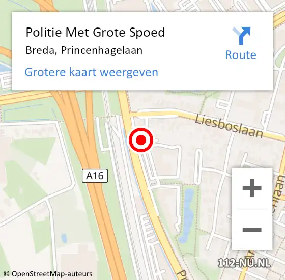 Locatie op kaart van de 112 melding: Politie Met Grote Spoed Naar Breda, Princenhagelaan op 11 september 2023 19:20