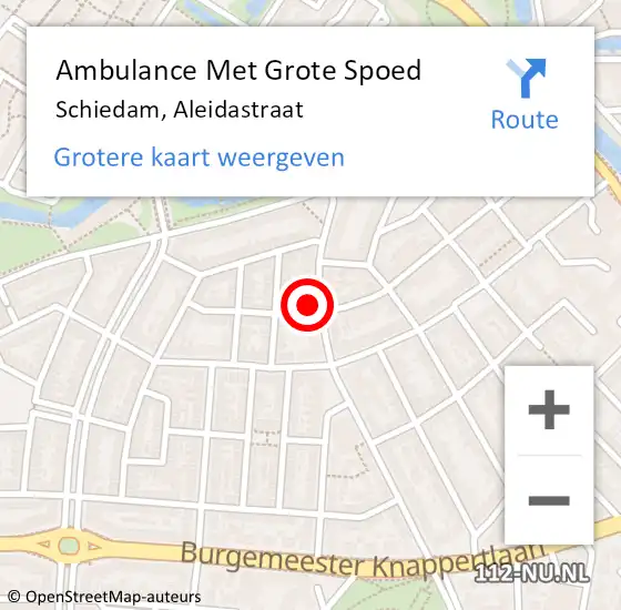 Locatie op kaart van de 112 melding: Ambulance Met Grote Spoed Naar Schiedam, Aleidastraat op 11 september 2023 19:30