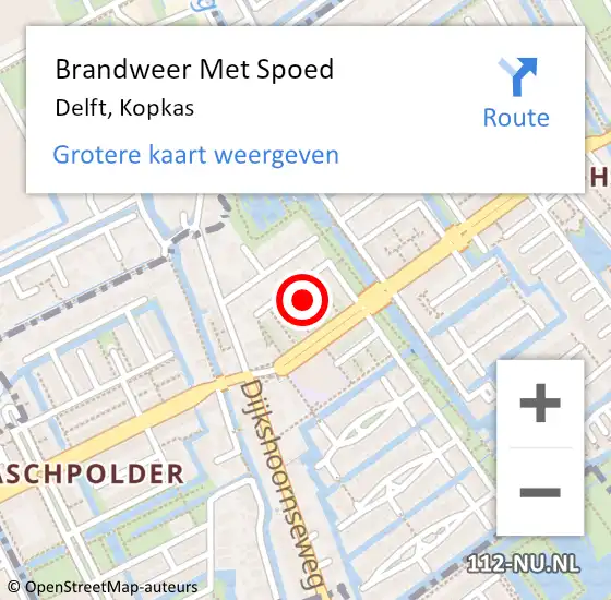 Locatie op kaart van de 112 melding: Brandweer Met Spoed Naar Delft, Kopkas op 11 september 2023 20:10