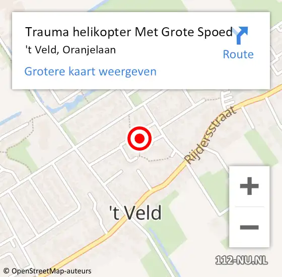 Locatie op kaart van de 112 melding: Trauma helikopter Met Grote Spoed Naar 't Veld, Oranjelaan op 12 september 2023 00:49