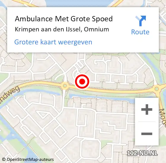 Locatie op kaart van de 112 melding: Ambulance Met Grote Spoed Naar Krimpen aan den IJssel, Omnium op 12 september 2023 02:16
