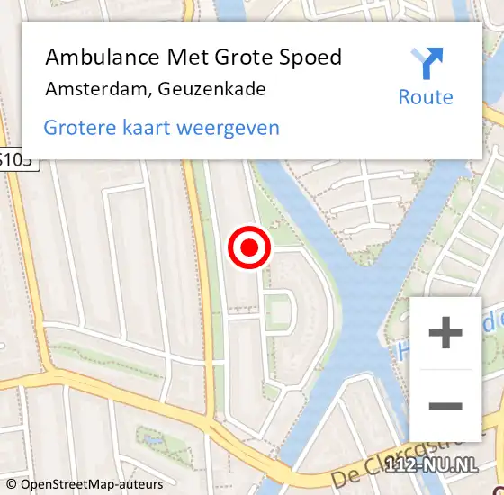 Locatie op kaart van de 112 melding: Ambulance Met Grote Spoed Naar Amsterdam, Geuzenkade op 12 september 2023 04:32