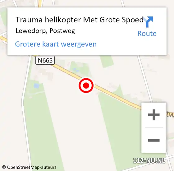 Locatie op kaart van de 112 melding: Trauma helikopter Met Grote Spoed Naar Lewedorp, Postweg op 12 september 2023 07:13