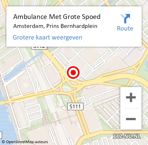 Locatie op kaart van de 112 melding: Ambulance Met Grote Spoed Naar Amsterdam, Prins Bernhardplein op 12 september 2023 07:25