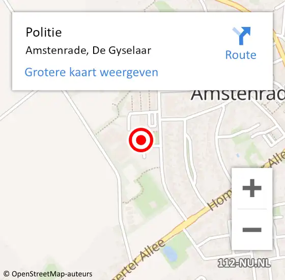 Locatie op kaart van de 112 melding: Politie Amstenrade, De Gyselaar op 12 september 2023 08:06