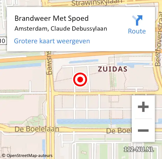 Locatie op kaart van de 112 melding: Brandweer Met Spoed Naar Amsterdam, Claude Debussylaan op 12 september 2023 09:24