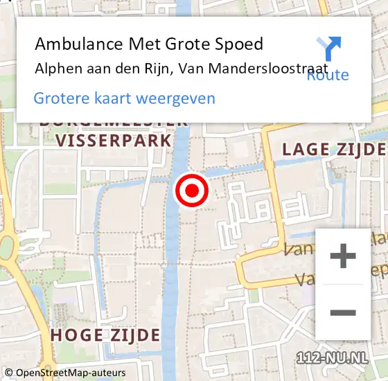 Locatie op kaart van de 112 melding: Ambulance Met Grote Spoed Naar Alphen aan den Rijn, Van Mandersloostraat op 12 september 2023 11:53
