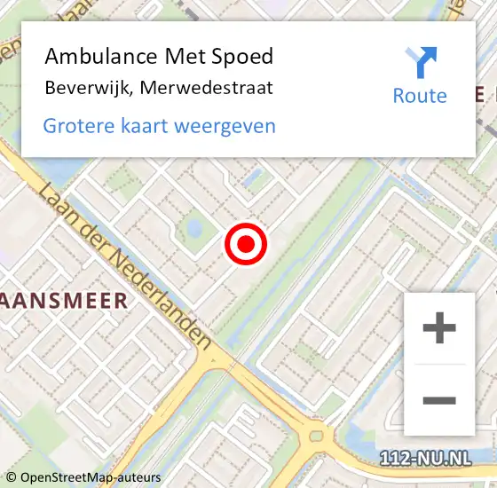 Locatie op kaart van de 112 melding: Ambulance Met Spoed Naar Beverwijk, Merwedestraat op 12 september 2023 12:14