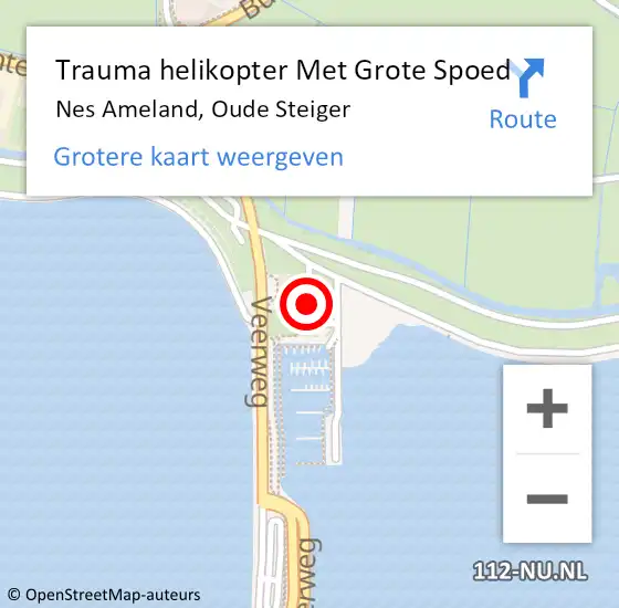 Locatie op kaart van de 112 melding: Trauma helikopter Met Grote Spoed Naar Nes Ameland, Oude Steiger op 12 september 2023 13:00
