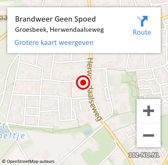 Locatie op kaart van de 112 melding: Brandweer Geen Spoed Naar Groesbeek, Herwendaalseweg op 12 september 2023 13:01