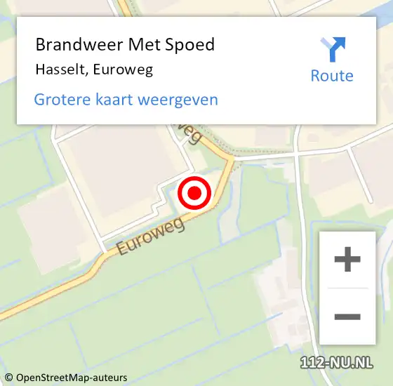 Locatie op kaart van de 112 melding: Brandweer Met Spoed Naar Hasselt, Euroweg op 12 september 2023 13:02