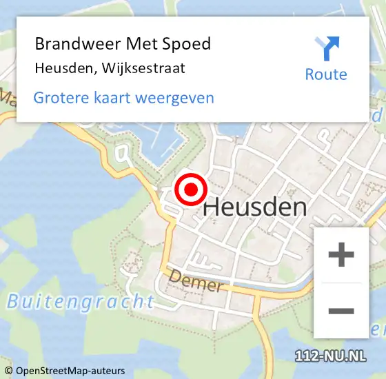 Locatie op kaart van de 112 melding: Brandweer Met Spoed Naar Heusden, Wijksestraat op 12 september 2023 13:17