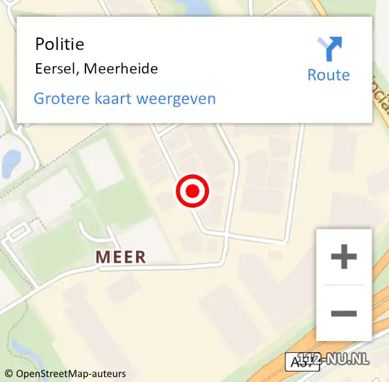 Locatie op kaart van de 112 melding: Politie Eersel, Meerheide op 12 september 2023 13:51