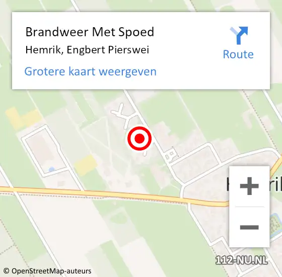 Locatie op kaart van de 112 melding: Brandweer Met Spoed Naar Hemrik, Engbert Pierswei op 12 september 2023 15:21